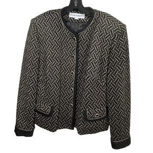 Vintage 80s Diane Roberts Gold Brocade Jacket 18 XL Evening Glam Retro Blazer